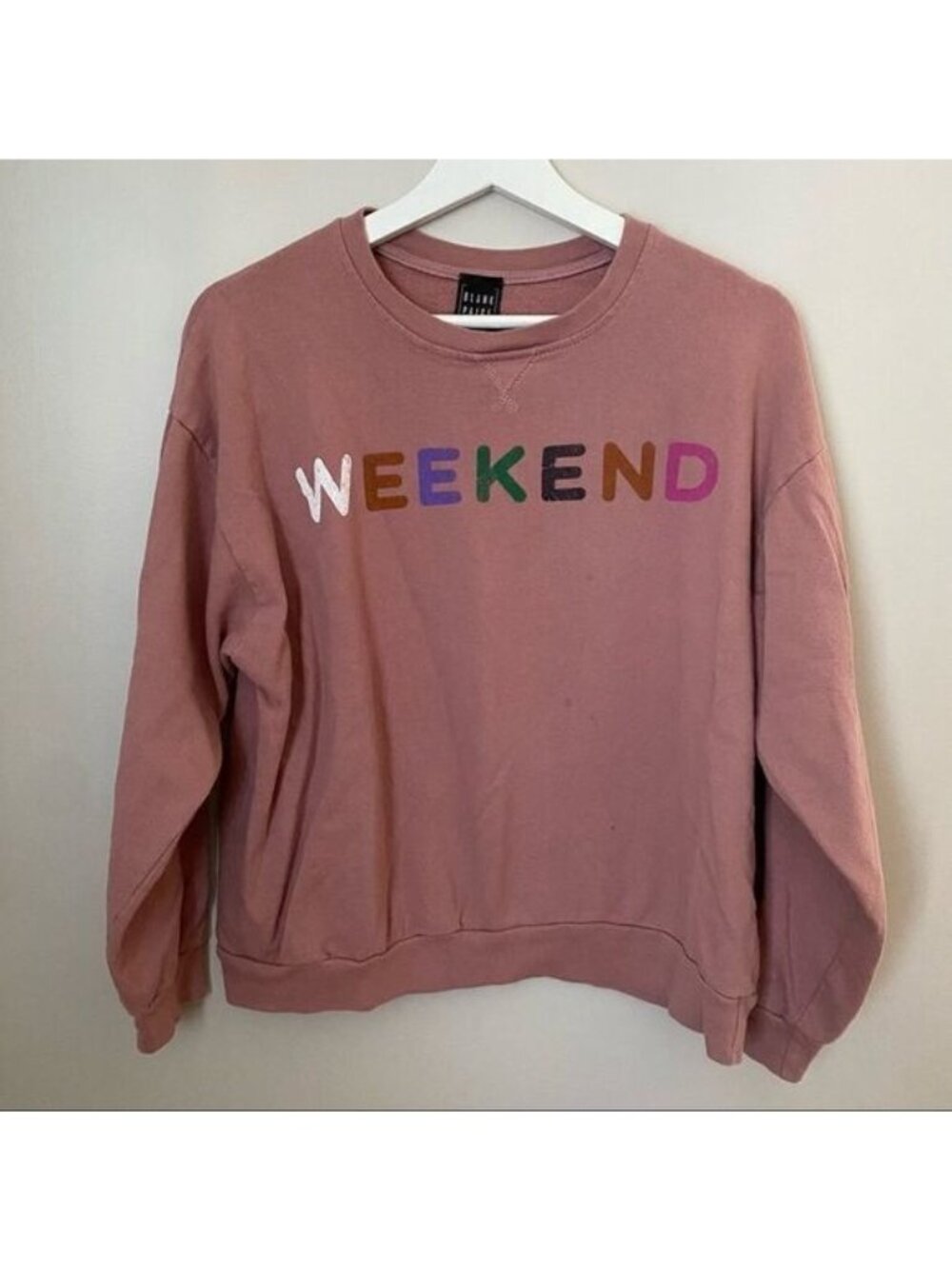Blank Paige Sweatshirt Crewneck Weekend Graphic Pink Casual Athleisure Trendy